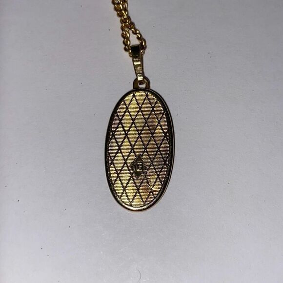 Damasquinado de Toledo Oro Women's Virgin Mary Oval Gold & Black Pendant 20" Nec - Picture 3 of 6